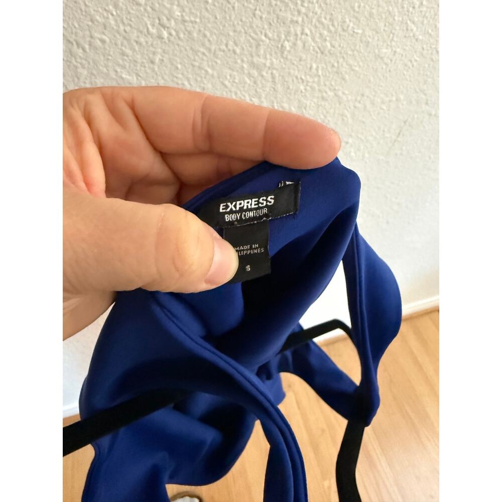 Express Body Contour Square Neck Bodysuit Cobalt Blue Small - Picture 3 of 3